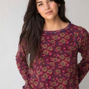 NATURAL LIFE lily cotton Floral Women's Cranberry brown long sleeve size medium
